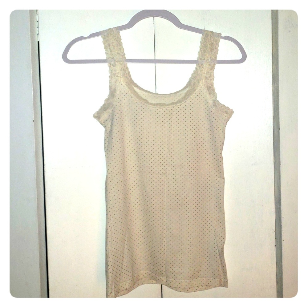 Off White Polka Dot Lace Tank